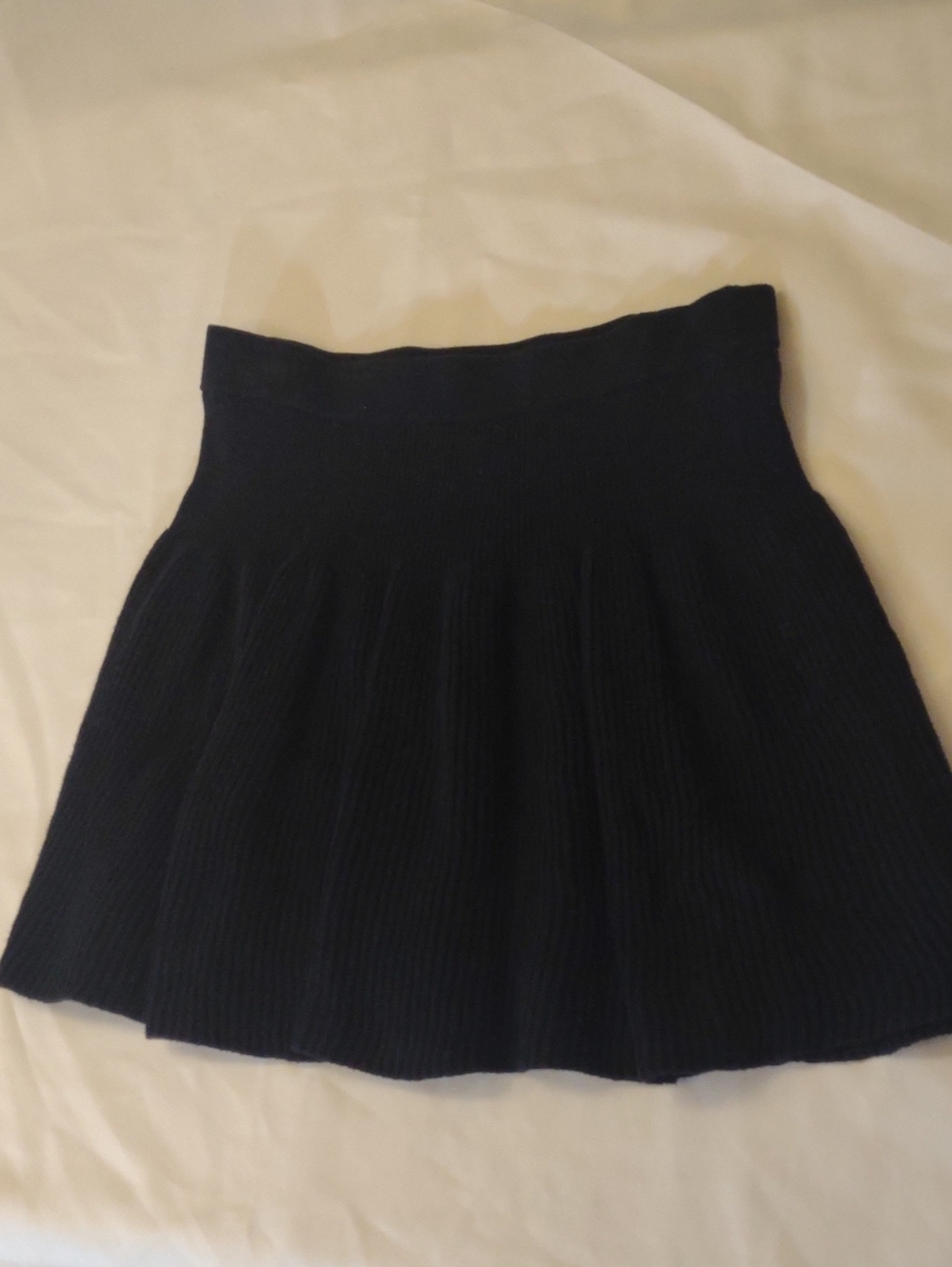 Vintage Candie's Black Ribbed Knit Skater Mini Skirt - Size M